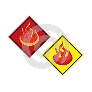 Flammable hazard symbols. Fire danger warning signs. Safety and caution labels. Vector illustration. EPS 10.