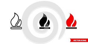 Flammable icon of 3 types color, black and white, outline. Isolated vector sign symbol