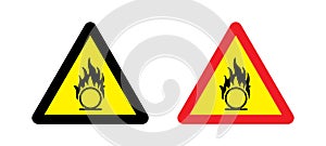 Flammable Oxidant Sign. Oxidizing Material Warning Label. photo