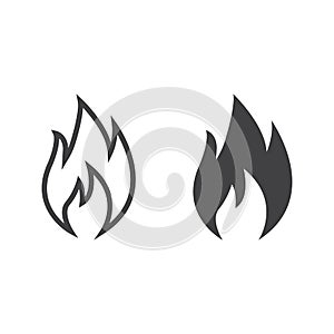 Flammable symbol line and glyph icon