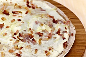 Flammkuchen - Tarte Flambee,with backon,onion