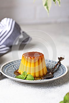 Flan or creme caramel dessert