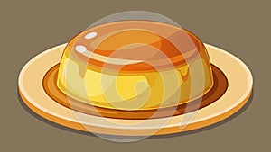 The flan glimmers like a golden jewel its surface flawlessly caramelized and begging to be devoured.. Vector photo