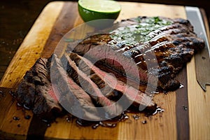 flank steak, marinated and grilled to perfection