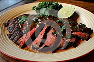 flank steak marinated in spicy sauce and grilled to perfection