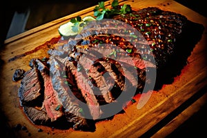 flank steak marinated in spicy sauce and grilled to perfection