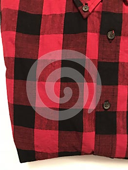 FLANNEL - RED - BLACK - Flannel is a soft woven fabric, of various fineness - RED & BLACK photo