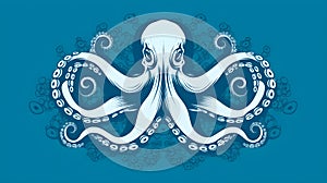 Flap poster design illustration of an octopus. Modern and minimalist style.