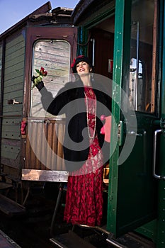 Flapper dress lady with rose