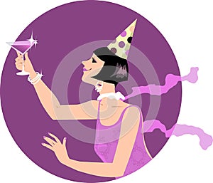 Flapper girl with a cocktail