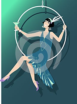 Flapper girl performing on stage