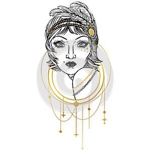 Flapper girl. Vector illustration