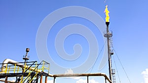 Flare for flaring associated gas. The end point of the pressure relief system on the oil facility.