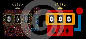 Flare Mesh 2D Bitcoin Gambling Machine Icon with Flare Spots