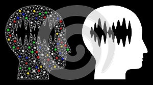 Flare Mesh 2D Brain Waves Icon with Flare Spots
