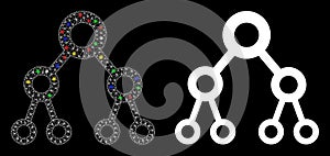 Bright Mesh Carcass Binary Tree Icon with Flare Spots