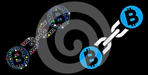 Flare Mesh Carcass Bitcoin Blockchain Icon with Flare Spots