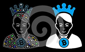Flare Mesh Wire Frame Bitcoin Lord Icon with Light Spots