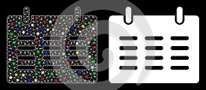 Bright Mesh Carcass Calendar Icon with Flare Spots