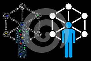 Flare Mesh Carcass Human Network Icon with Flare Spots