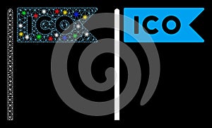 Flare Mesh Carcass ICO Flag Icon with Flare Spots