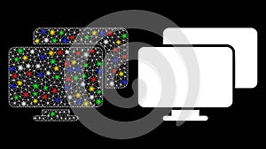 Flare Mesh Wire Frame Computers Icon with Flare Spots