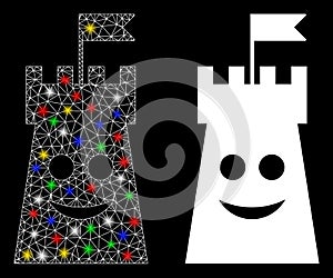 Flare Mesh 2D Happy Bulwark Tower Icon with Flare Spots photo