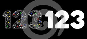 Bright Mesh Wire Frame Digits Icon with Flare Spots