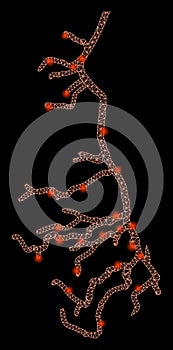 Glowing Mesh Wire Frame Lightning with Light Spots