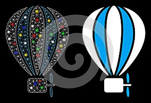 Flare Mesh Network Aerostat Balloon Icon with Flare Spots