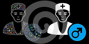 Flare Mesh Network Andrologist Doctor Icon with Flare Spots