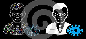 Flare Mesh Network Bacteriologist Icon with Flare Spots photo