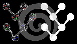 Flare Mesh Network Binary Tree Icon with Flare Spots