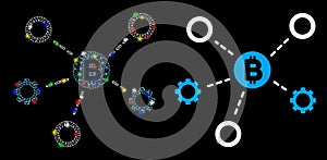 Flare Mesh Network Bitcoin Network Nodes Icon with Flare Spots