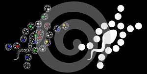 Flare Mesh Network DNA Replication Icon with Flare Spots photo