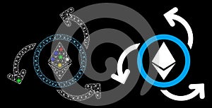 Flare Mesh Network Ethereum Source Swirl Icon with Flare Spots