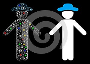 Flare Mesh Network Gentleman Apology Icon with Flare Spots