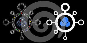 Flare Mesh Network Molecule Icon with Flare Spots