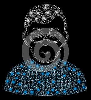 Flare Mesh Network Nerd Boy with Flash Spots