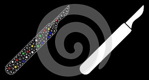 Flare Mesh Network Scalpel Icon with Flare Spots
