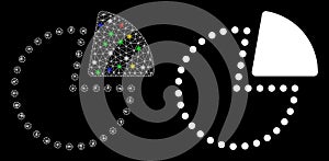 Flare Mesh Carcass Pie Chart Icon with Flare Spots