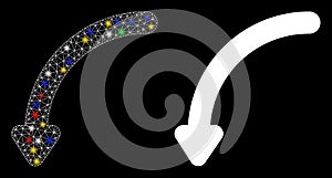 Flare Mesh Wire Frame Rotate Left Icon with Flare Spots