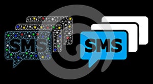 Flare Mesh Wire Frame SMS Queue Icon with Flare Spots