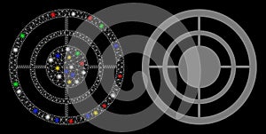 Glowing Mesh Network Target Icon with Light Spots