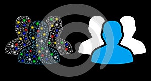 Glowing Mesh Network User Group Icon with Flash Spots