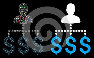 Flare Mesh Wire Frame User Payments Icon with Flare Spots
