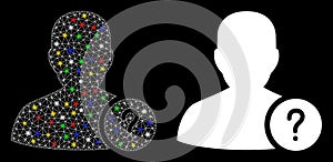 Glowing Mesh Wire Frame User Status Icon with Flash Spots