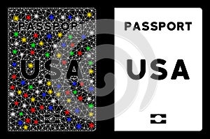 Flare Mesh Wire Frame American Passport Icon with Flare Spots photo