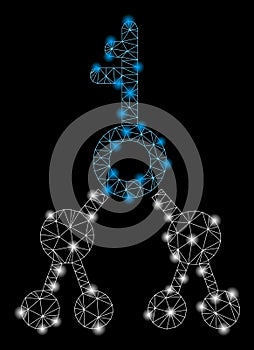 Flare Mesh Wire Frame Binary Key with Flare Spots