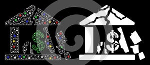 Flare Mesh Wire Frame Broken Bank Icon with Flare Spots